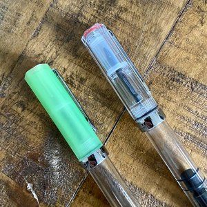 TWSBI Eco Fountain Pen Bundle - Bold (Clear) and Extra Fine (Glow Green)